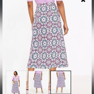 LOFT Mosaic Midi Wrap Skirt